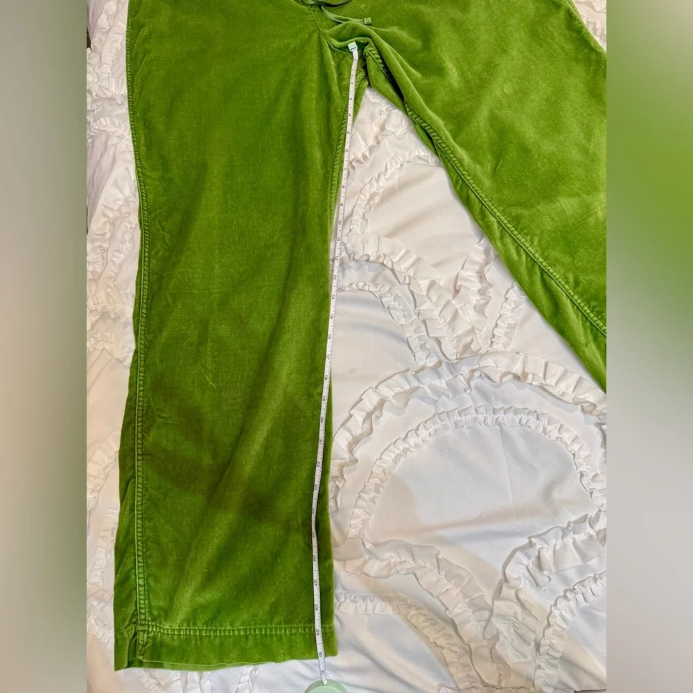 J Crew Green Cotton Velvet and Satin Drawstring Pants Size XL